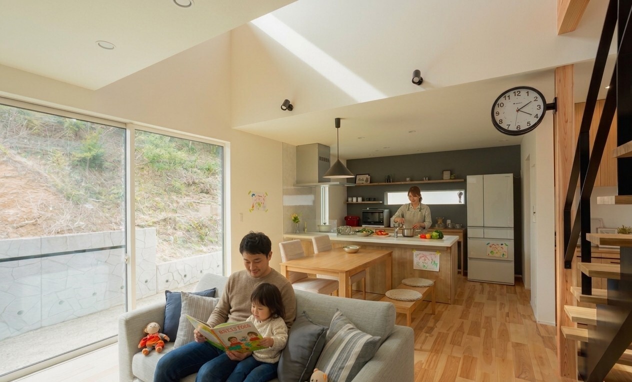 桜天井がおしゃれな家